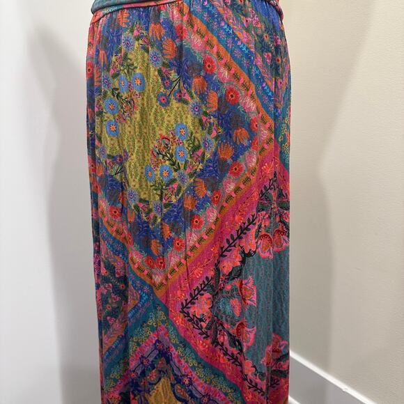 Natural Life NWT Stretch Jersey Maxi Skirt Multicolor Patchwork Hippie Festival - Picture 7 of 10